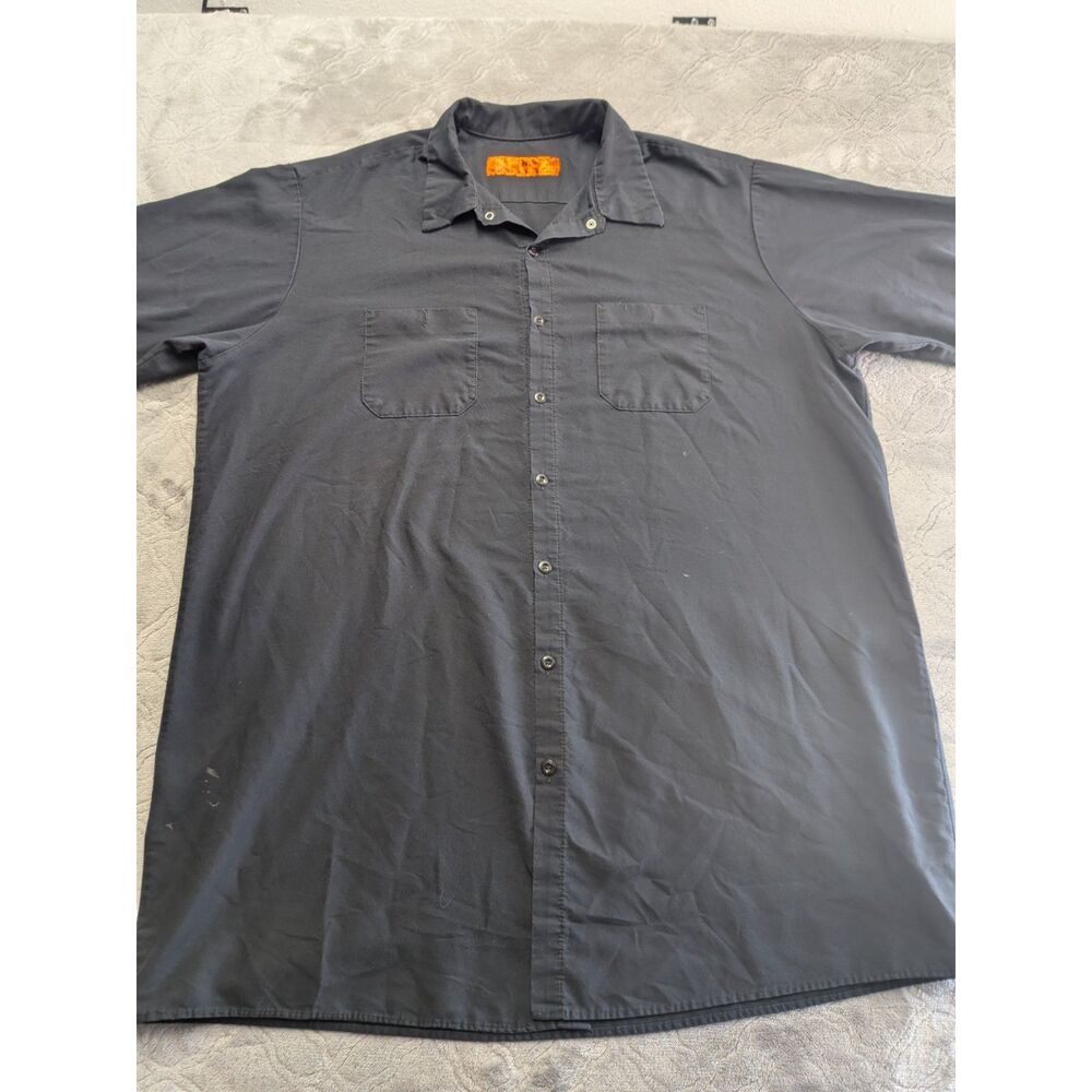 Red Kap Men’s 3XL Black Short Sleeve Work Shirt Industrial Uniform Button Up